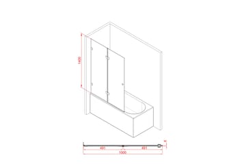 Meselefors Dusjvegg 140 cm - Svart - Hus & oppussing - Kjøkken & bad - Baderom - Dusjer