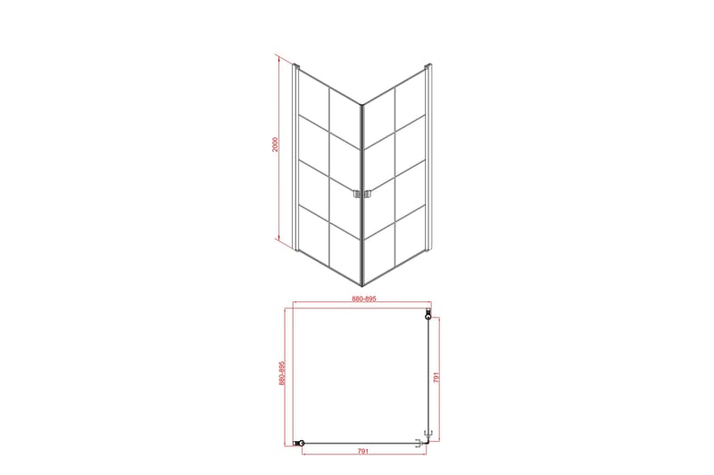 Rosinedal Glassvegg 200 cm - Svart - Hus & oppussing - Kjøkken & bad - Baderom - Dusjer