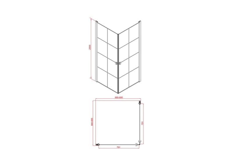 Rosinedal Glassvegg 200 cm - Svart - Dusjvegger