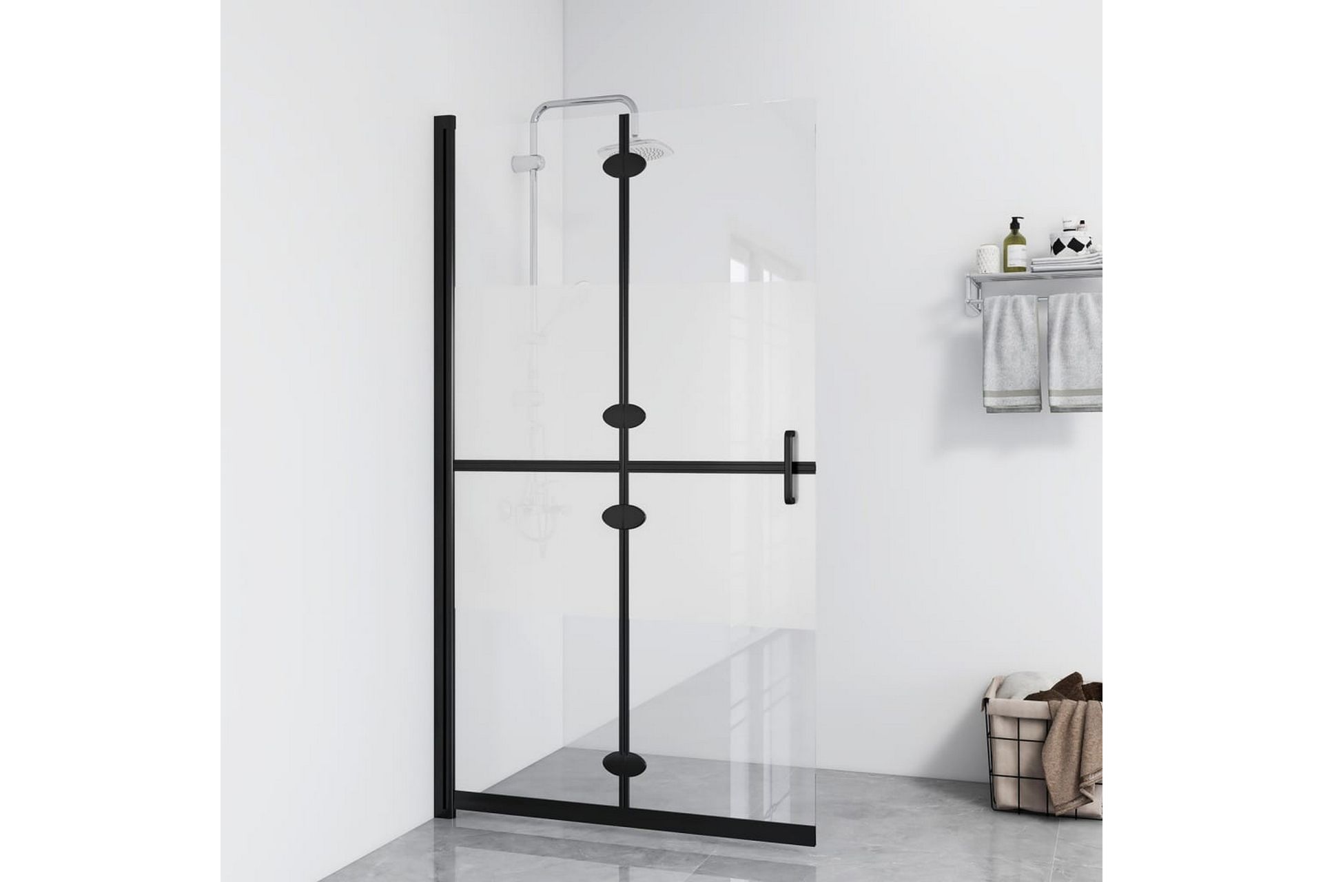 Sammenleggbar dusjvegg med halvfrostet ESG-glass 120x190 cm - Gjennomsiktig - Hus & oppussing - Kjøkken & bad - Baderom - Dusjer
