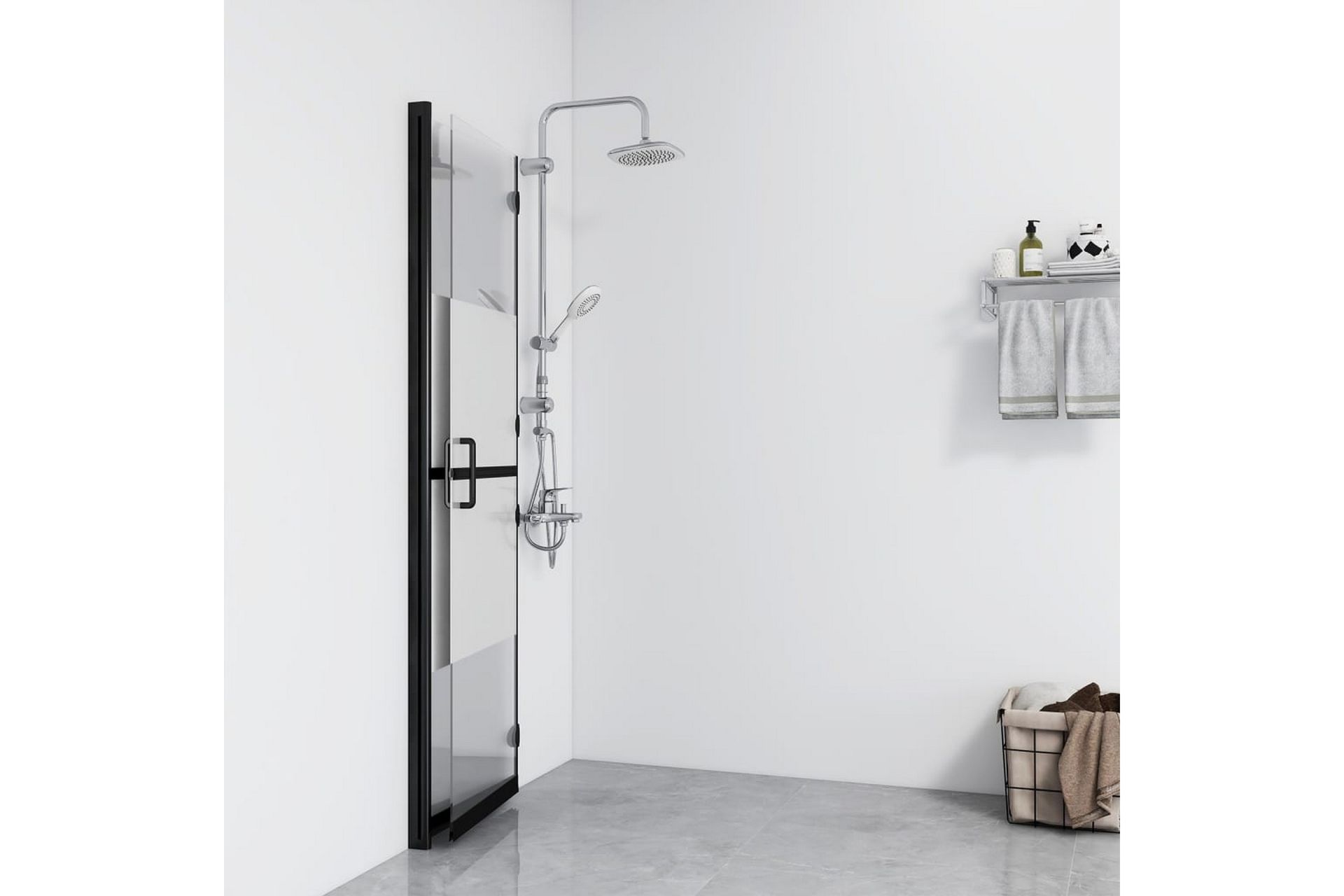 Sammenleggbar dusjvegg med halvfrostet ESG-glass 120x190 cm - Gjennomsiktig - Hus & oppussing - Kjøkken & bad - Baderom - Dusjer