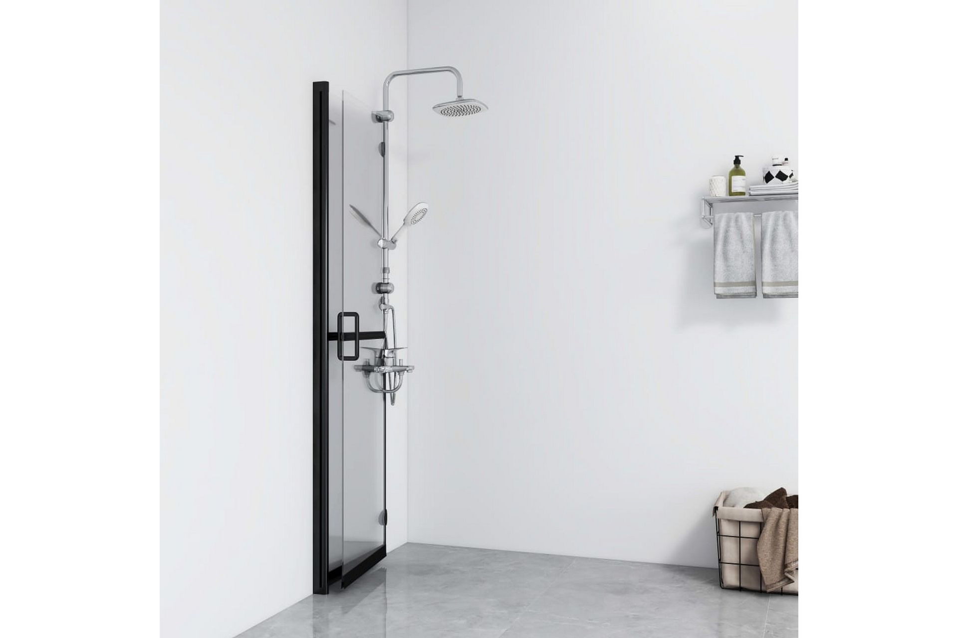 Sammenleggbar dusjvegg med klart ESG-glass 100x190 cm - Gjennomsiktig - Hus & oppussing - Kjøkken & bad - Baderom - Dusjer