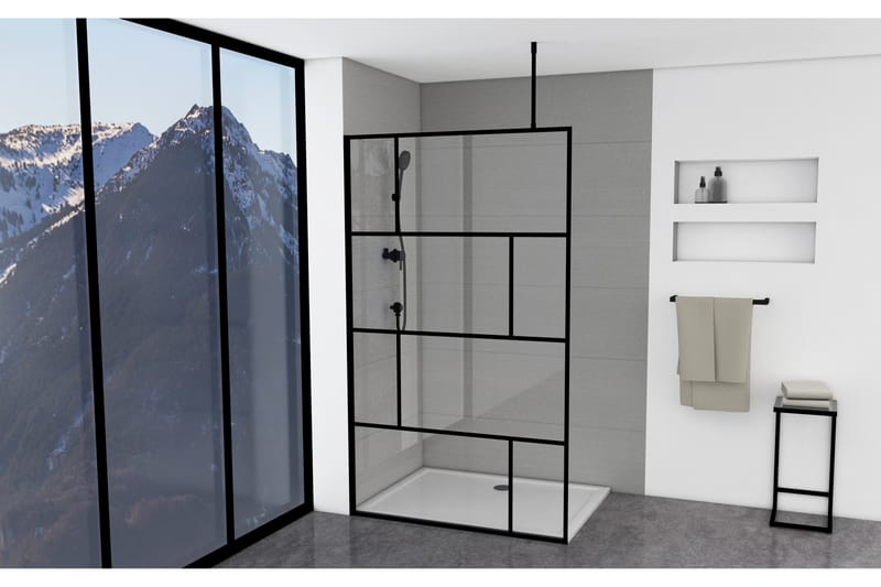 Sörby Dusjvegg 120x195 cm - Svart - Hus & oppussing - Kjøkken & bad - Baderom - Dusjer