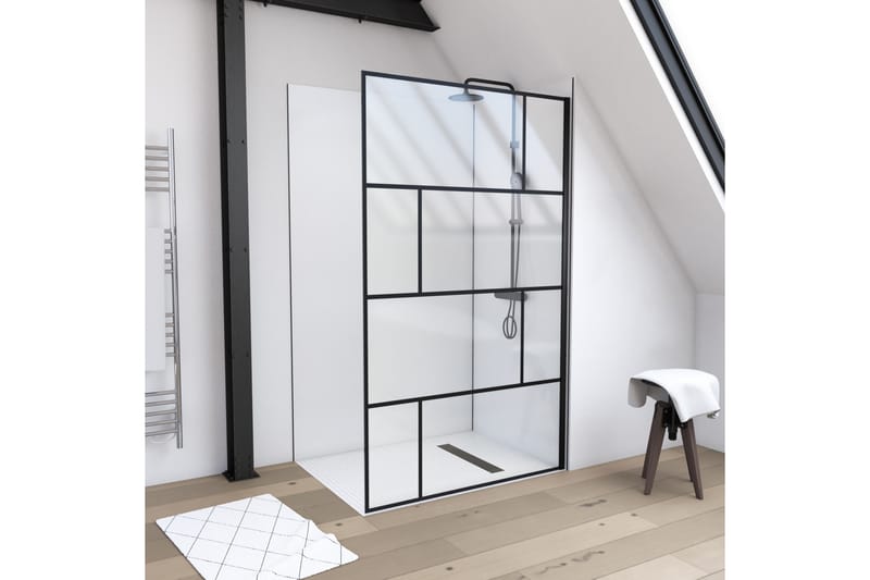 Sörby Dusjvegg 120x195 cm - Svart - Hus & oppussing - Kjøkken & bad - Baderom - Dusjer