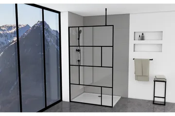 Sörby Dusjvegg 120x195 cm - Svart - Hus & oppussing - Kjøkken & bad - Baderom - Dusjer - Dusjvegger