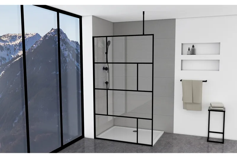 Sörby Dusjvegg 120x195 cm, Svart