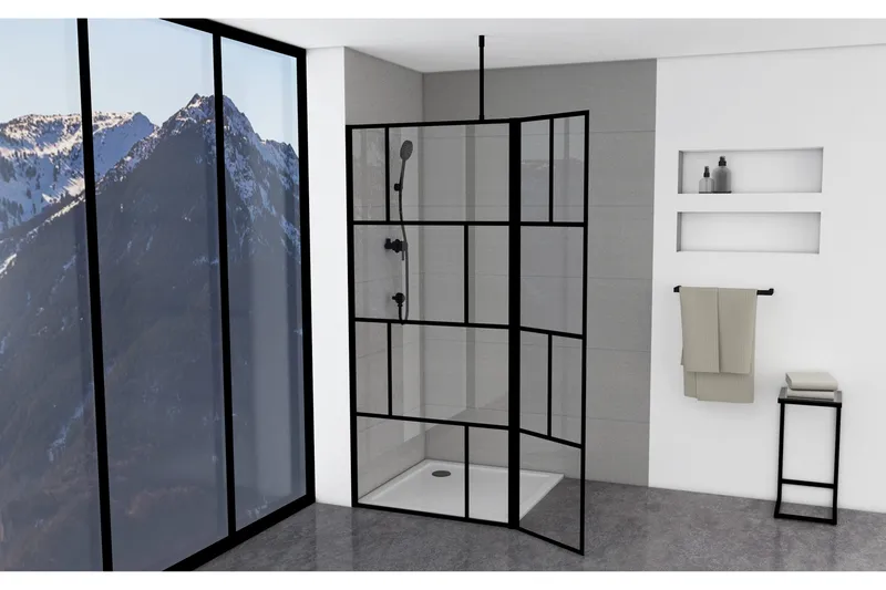 Sörby Dusjvegg 130x195 cm, Svart