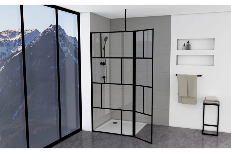 Sörby Dusjvegg 130x195 cm, Svart