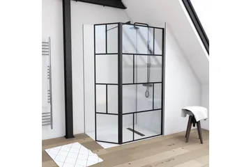 Sörby Dusjvegg 130x195 cm - Svart - Hus & oppussing - Kjøkken & bad - Baderom - Dusjer - Dusjvegger
