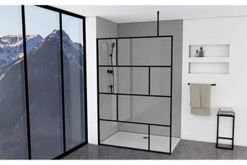 Sörby Dusjvegg 140x195 cm - Svart - Hus & oppussing - Kjøkken & bad - Baderom - Dusjer - Dusjvegger