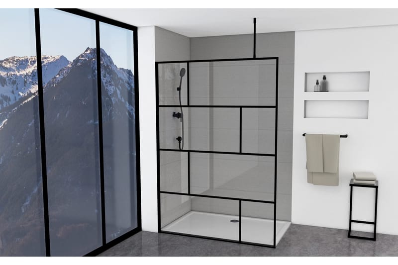 Sörby Dusjvegg 140x195 cm, Svart