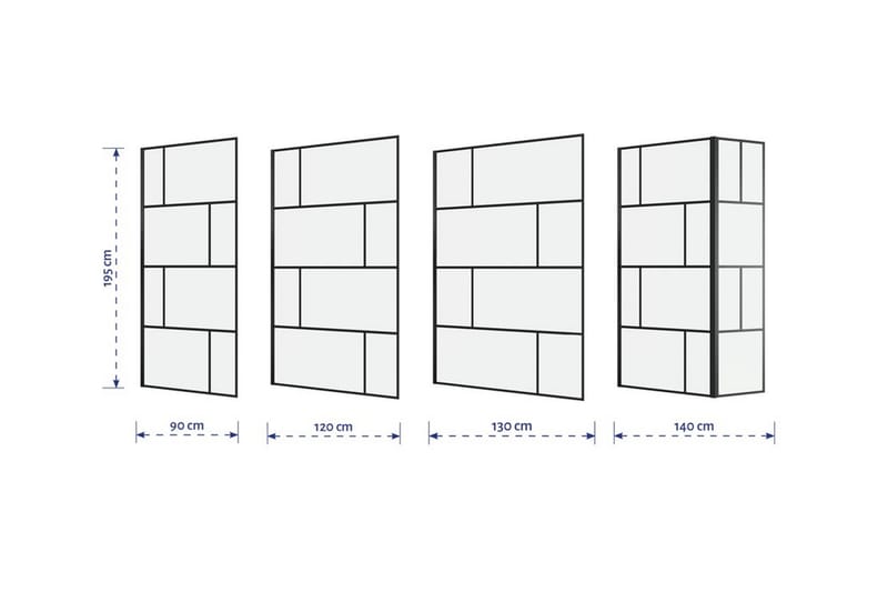 Sörby Dusjvegg 140x195 cm - Svart - Hus & oppussing - Kjøkken & bad - Baderom - Dusjer