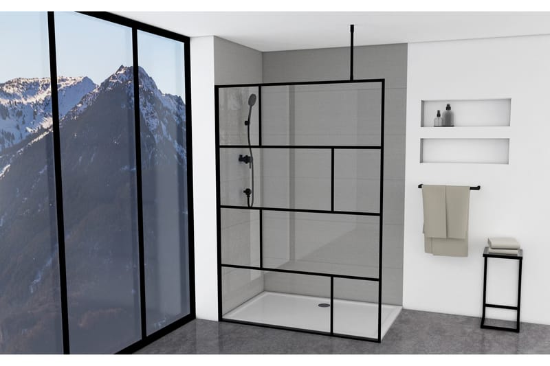 Sörby Dusjvegg 140x195 cm - Svart - Hus & oppussing - Kjøkken & bad - Baderom - Dusjer