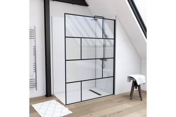 Sörby Dusjvegg 140x195 cm - Svart - Hus & oppussing - Kjøkken & bad - Baderom - Dusjer - Dusjvegger