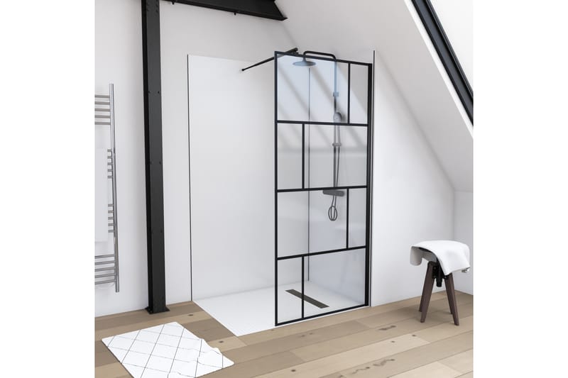 Sörby Dusjvegg 90x195 cm - Svart - Hus & oppussing - Kjøkken & bad - Baderom - Dusjer