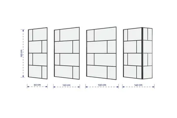 Sörby Dusjvegg 90x195 cm - Svart - Hus & oppussing - Kjøkken & bad - Baderom - Dusjer - Dusjvegger