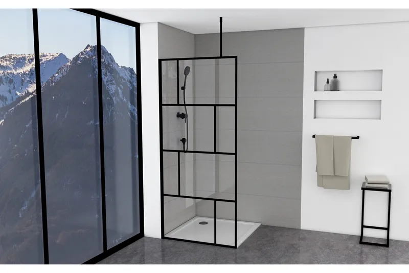 Sörby Dusjvegg 90x195 cm, Svart