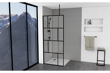 Sörby Dusjvegg 90x195 cm - Svart - Hus & oppussing - Kjøkken & bad - Baderom - Dusjer - Dusjvegger