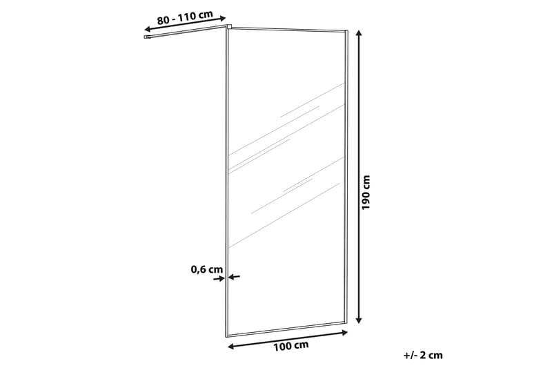 Waspam Dusjskjerm 100x190 cm - Herdet Glass/Svart - Hus & oppussing - Kjøkken & bad - Baderom - Dusjer