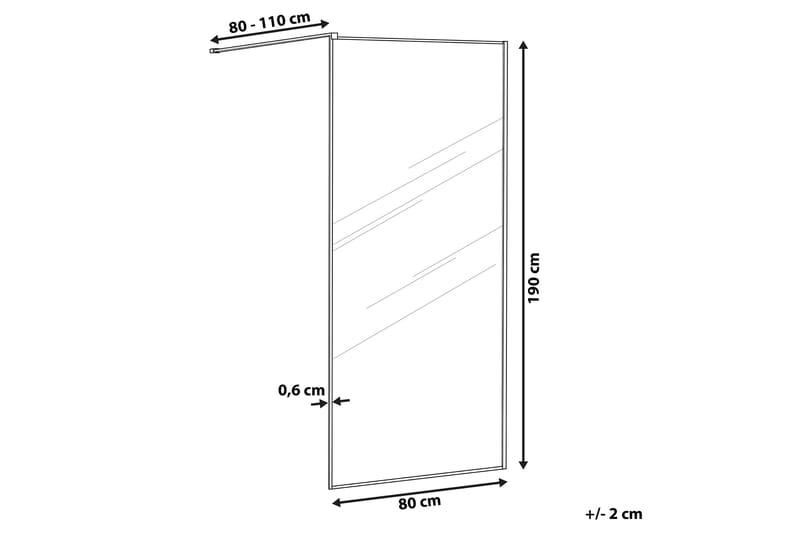 Waspam Dusjskjerm 80x190 cm - Herdet Glass/Svart - Hus & oppussing - Kjøkken & bad - Baderom - Dusjer