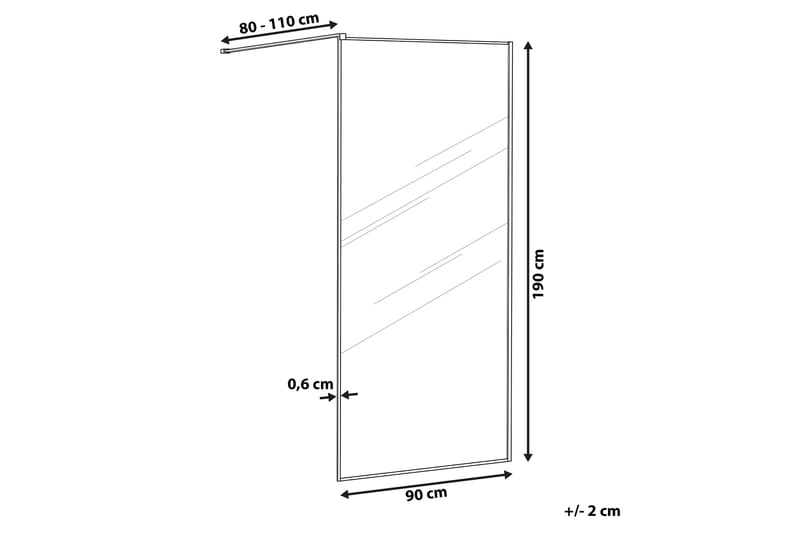 Waspam Dusjskjerm 90x190 cm - Herdet Glass/Svart - Hus & oppussing - Kjøkken & bad - Baderom - Dusjer
