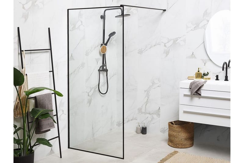 Waspam Dusjskjerm 90x190 cm - Herdet Glass/Svart - Hus & oppussing - Kjøkken & bad - Baderom - Dusjer - Dusjvegger
