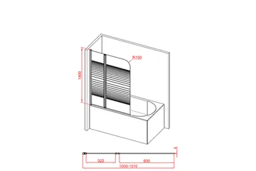 Knutby Dusjvegg 140 cm - Svart - Hus & oppussing - Kjøkken & bad - Baderom - Dusjer - Dusjvegger