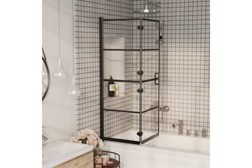 Leddet dusjdør ESG 100x140 cm svart - Hus & oppussing - Kjøkken & bad - Baderom - Dusjer
