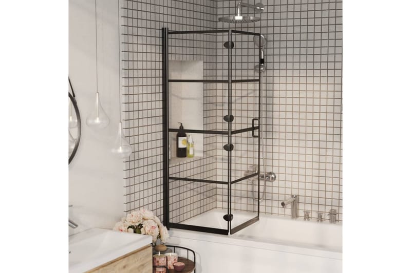 Leddet dusjdør ESG 100x140 cm svart - Hus & oppussing - Kjøkken & bad - Baderom - Dusjer