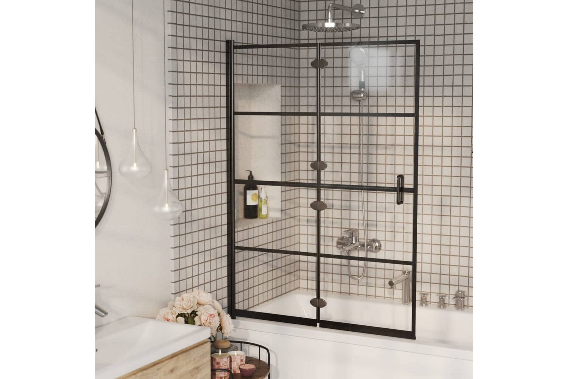 Leddet dusjdør ESG 100x140 cm svart - Hus & oppussing - Kjøkken & bad - Baderom - Dusjer
