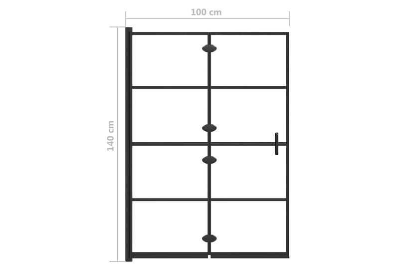 Leddet dusjdør ESG 100x140 cm svart - Hus & oppussing - Kjøkken & bad - Baderom - Dusjer