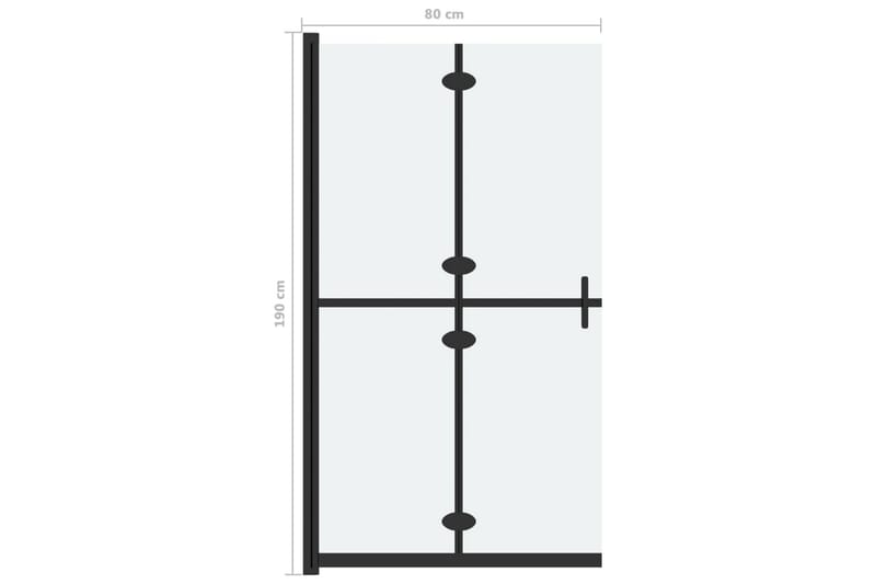 Sammenleggbar dusjvegg med frostet ESG-glass 80x190 cm - Gjennomsiktig - Dusjvegger