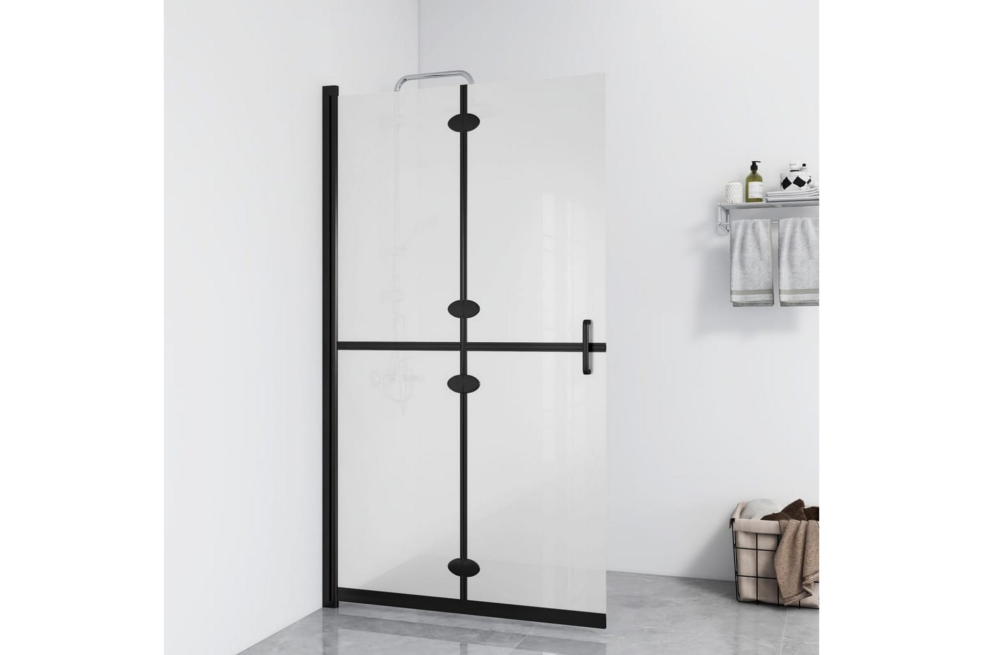 Sammenleggbar dusjvegg med frostet ESG-glass 90x190 cm - Gjennomsiktig - Hus & oppussing - Kjøkken & bad - Baderom - Dusjer