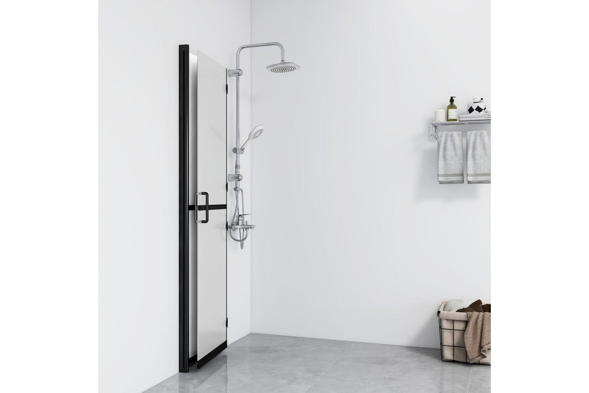 Sammenleggbar dusjvegg med frostet ESG-glass 90x190 cm - Gjennomsiktig - Hus & oppussing - Kjøkken & bad - Baderom - Dusjer