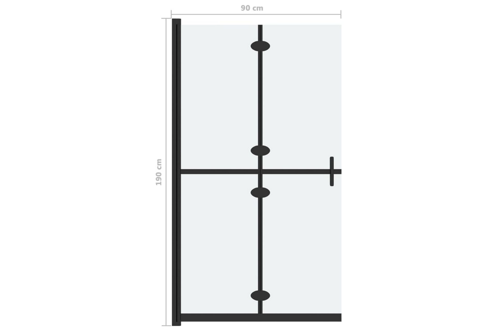 Sammenleggbar dusjvegg med frostet ESG-glass 90x190 cm - Gjennomsiktig - Hus & oppussing - Kjøkken & bad - Baderom - Dusjer
