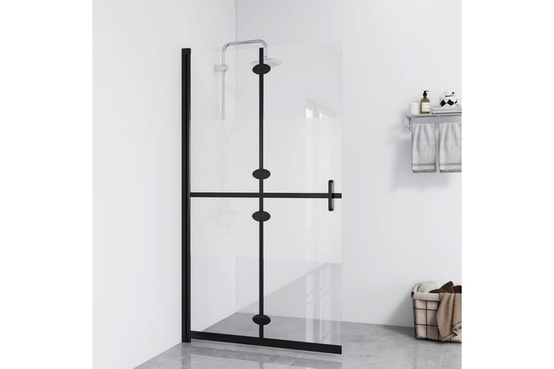Sammenleggbar dusjvegg med halvfrostet ESG-glass 80x190 cm - Gjennomsiktig - Hus & oppussing - Kjøkken & bad - Baderom - Dusjer