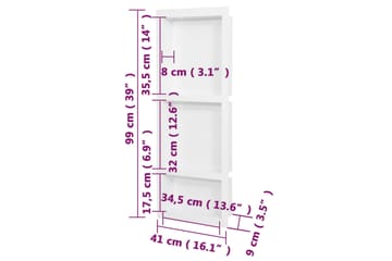 Veggnisjer til dusj med 3 rom matt hvit 41x99x9 cm - Hvit - Hus & oppussing - Kjøkken & bad - Baderom - Dusjutstyr & tilbehør