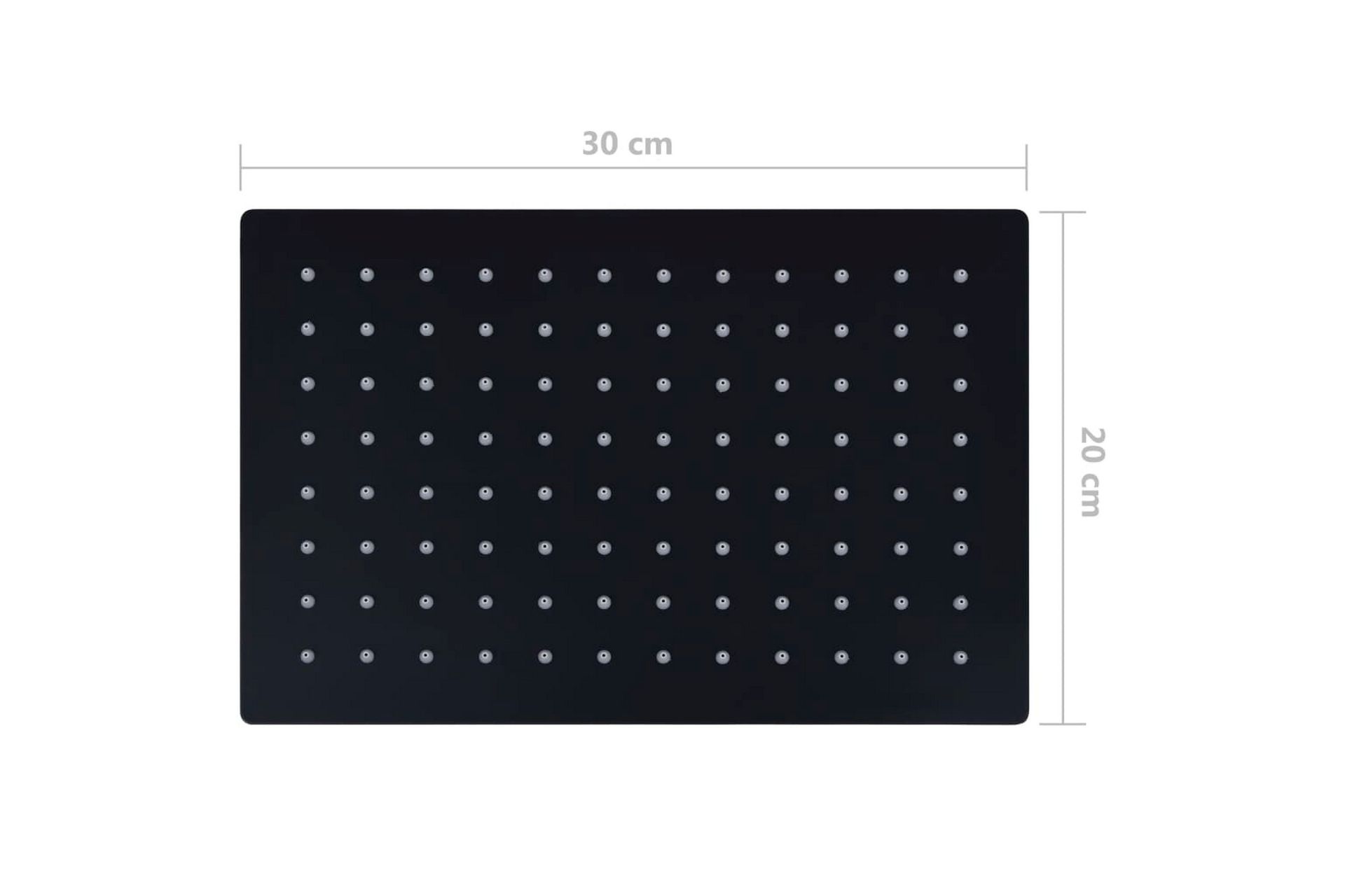 Regndusjhode rustfritt stål 30x20 cm firkantet svart - Hus & oppussing - Kjøkken & bad - Baderom - Dusjutstyr & tilbehør