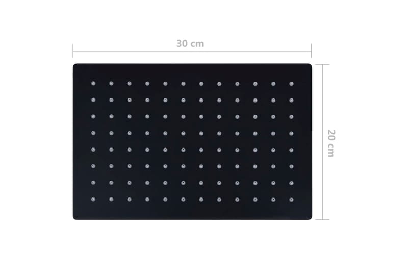 Regndusjhode rustfritt stål 30x20 cm firkantet svart - Hus & oppussing - Kjøkken & bad - Baderom - Dusjutstyr & tilbehør