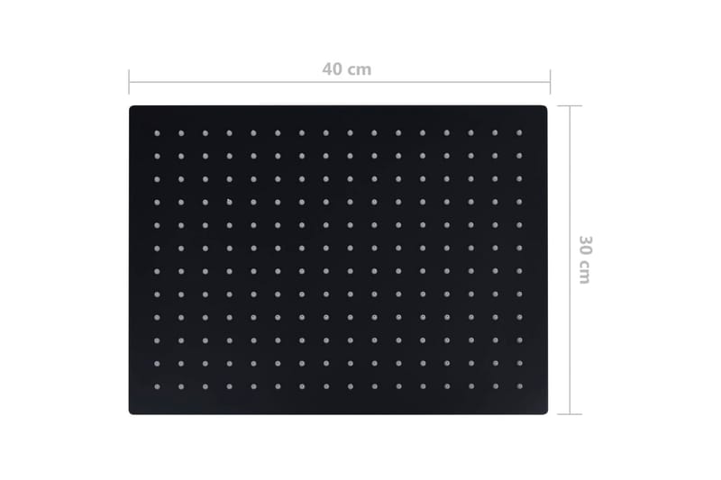 Regndusjhode rustfritt stål 40x30 cm firkantet svart - Hus & oppussing - Kjøkken & bad - Baderom - Dusjutstyr & tilbehør
