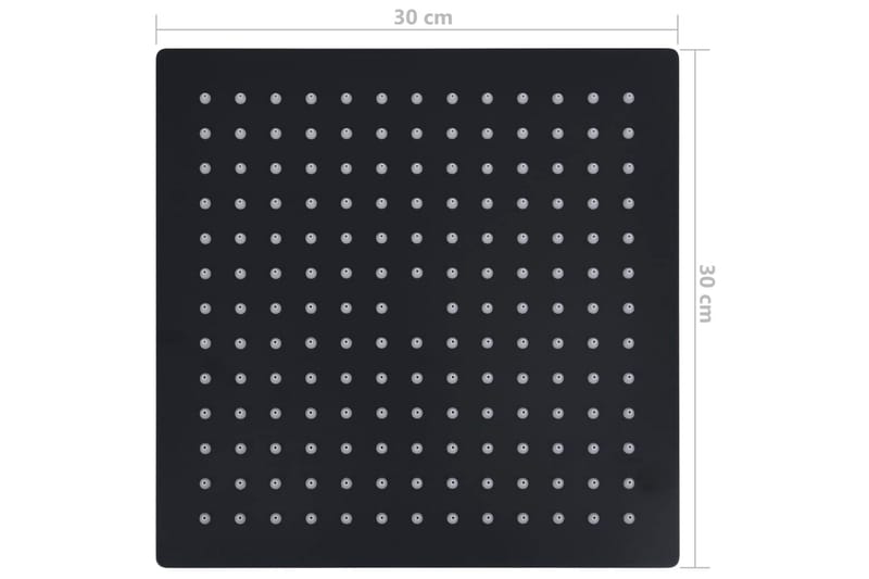 Regndusjhode rustfritt stål 30x30 cm firkantet svart - Hus & oppussing - Kjøkken & bad - Baderom - Dusjutstyr & tilbehør