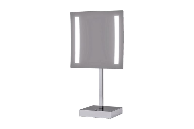 Ervallen Speil 20x20 cm - Sølv - Sminkespeil - Speil med belysning - Baderomstilbehør