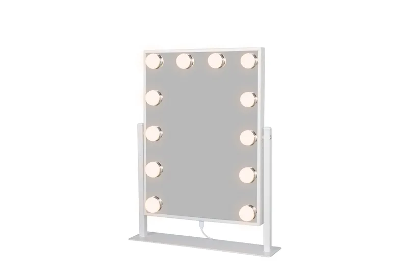 Glow Lille sminkespeil på fot 36,5 cm med LED belysning/lamper Holywood speil - Hvid - Innredning - Speil - Speil med belysning