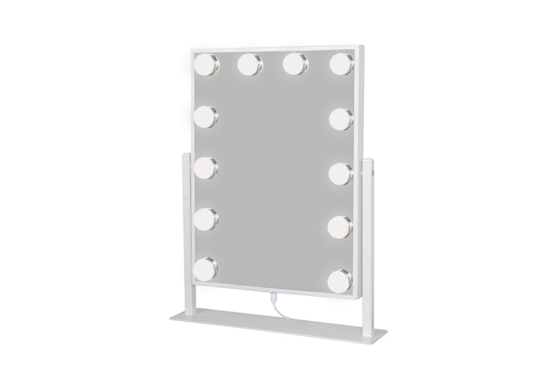 Glow Lille sminkespeil på fot 36,5 cm med LED belysning/lamper Holywood speil - Hvid - Innredning - Speil - Speil med belysning