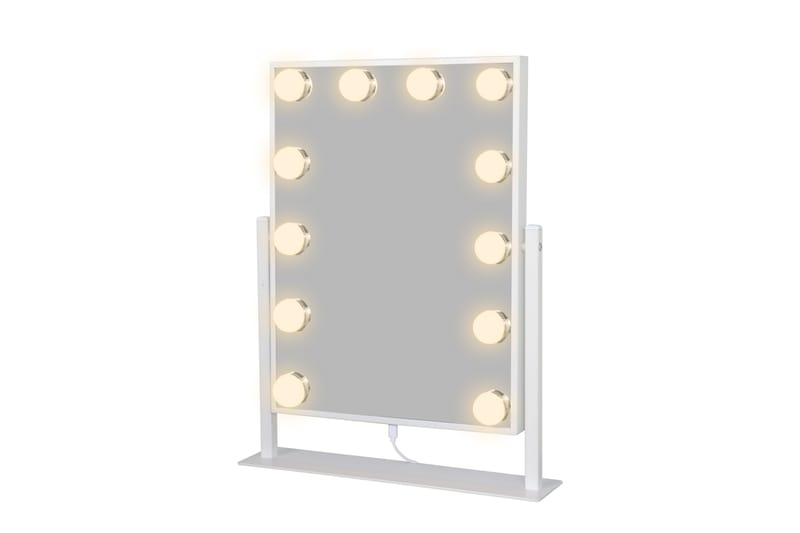 Glow Lille sminkespeil på fot 36,5 cm med LED belysning/lamper Holywood speil - Hvid - Innredning - Speil - Speil med belysning