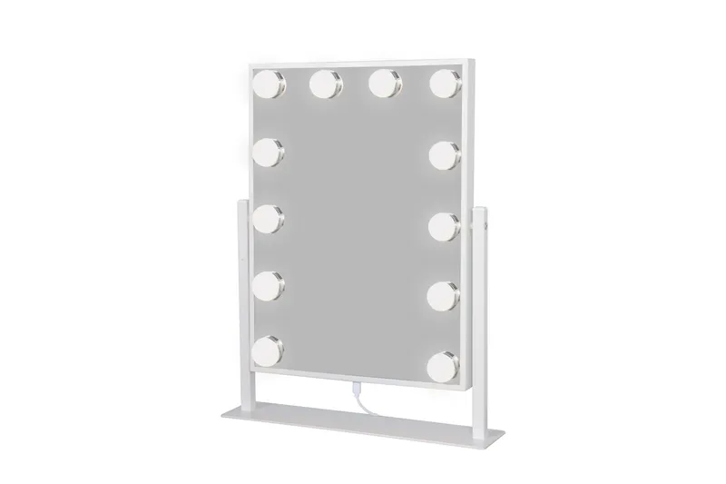 Glow Lille sminkespeil på fot 36,5 cm med LED belysning/lamper Holywood speil - Hvid - Innredning - Speil - Speil med belysning