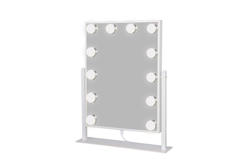 Glow Lille sminkespeil på fot 36,5 cm med LED belysning/lamper Holywood speil - Hvid - Innredning - Speil - Speil med belysning