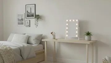Glow Lite sminkespeil på fot 36,5 cm med LED-belysning/lamper Hollywood-speil - Hvit - Innredning - Speil - Speil med belysning