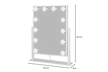 Glow Lite sminkespeil på fot 36,5 cm med LED-belysning/lamper Hollywood-speil - Hvit - Innredning - Speil - Speil med belysning