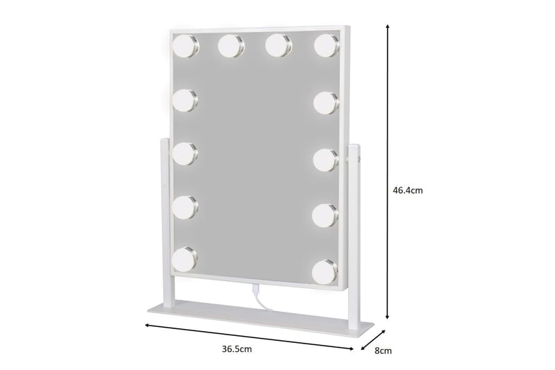 Glow Sminkespeil 36,5 cm med LED Belysning - Hvit - Innredning - Speil - Speil med belysning